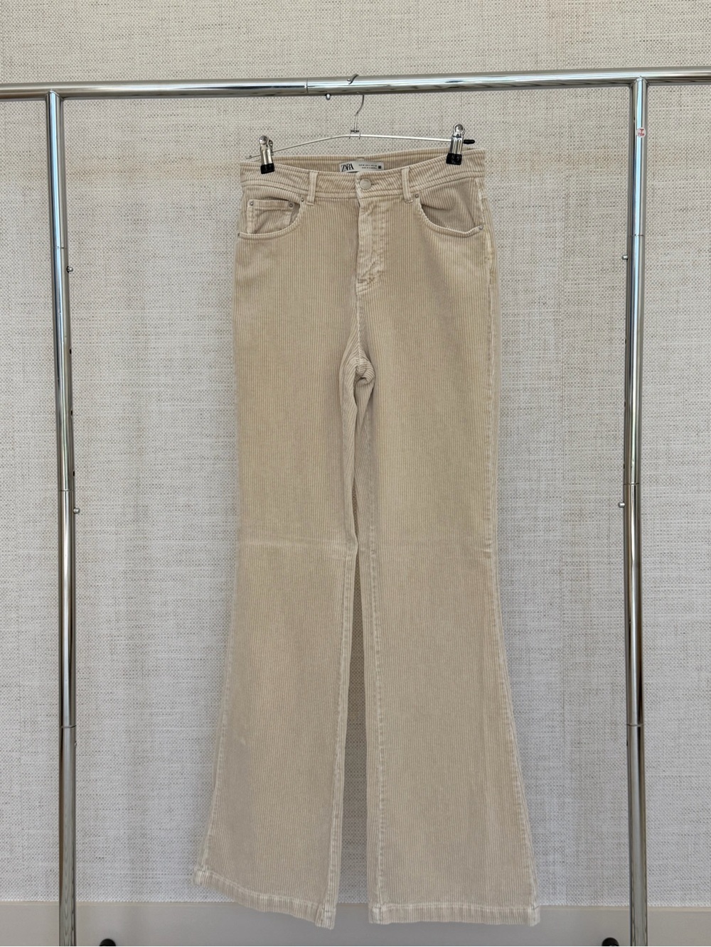 Zara Beige Corduroy Flared Jeans